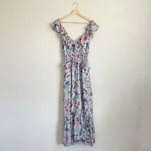 ASTR The Label Dress Womens Small Cap Sleeve Floral Midi